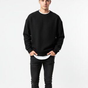 RQRD‎ Ribbed Drop-Shoulder Brushed Fleece Sweatshirt